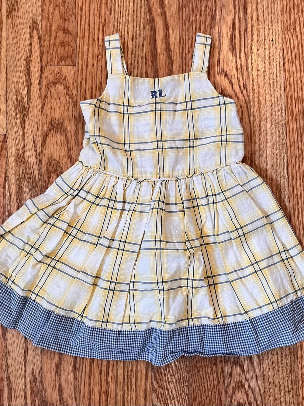 Ralph Lauren Yellow Plaid Sleeveless Girls Dress Sz 12 Mos